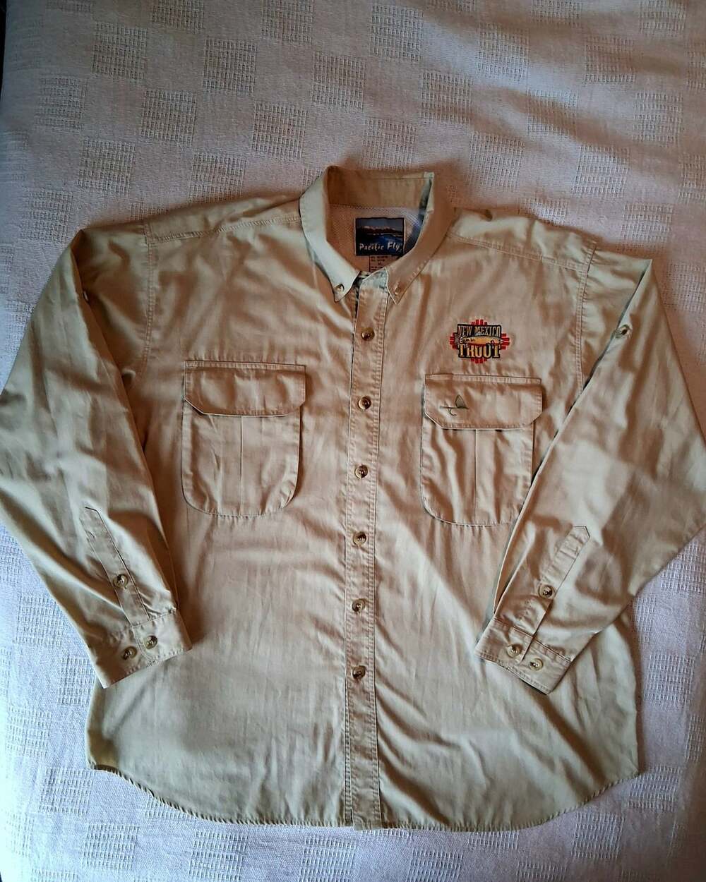 Pacific Fly Long Sleeve Shirt XL Tan New Mexico Trout Fishing